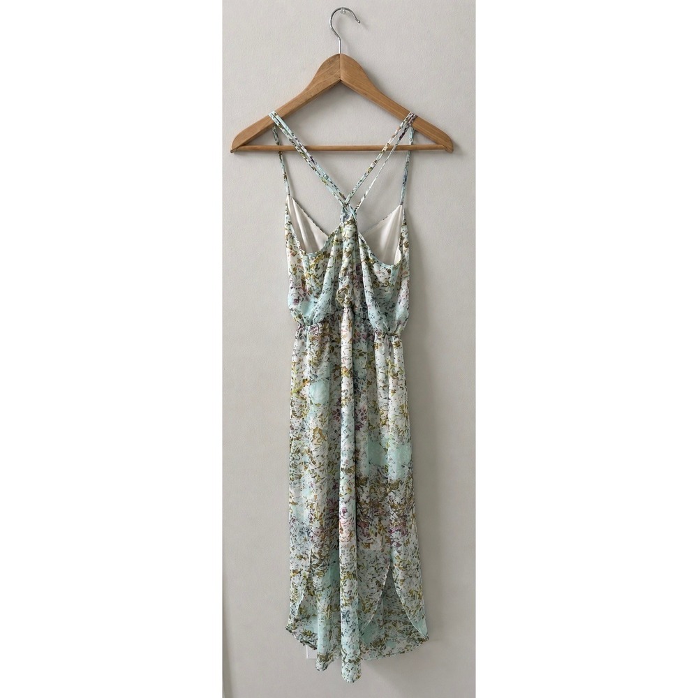 BCBGeneration Abstract Floral Midi Dress Blue Multi High Low XS - Picture 2 of 5